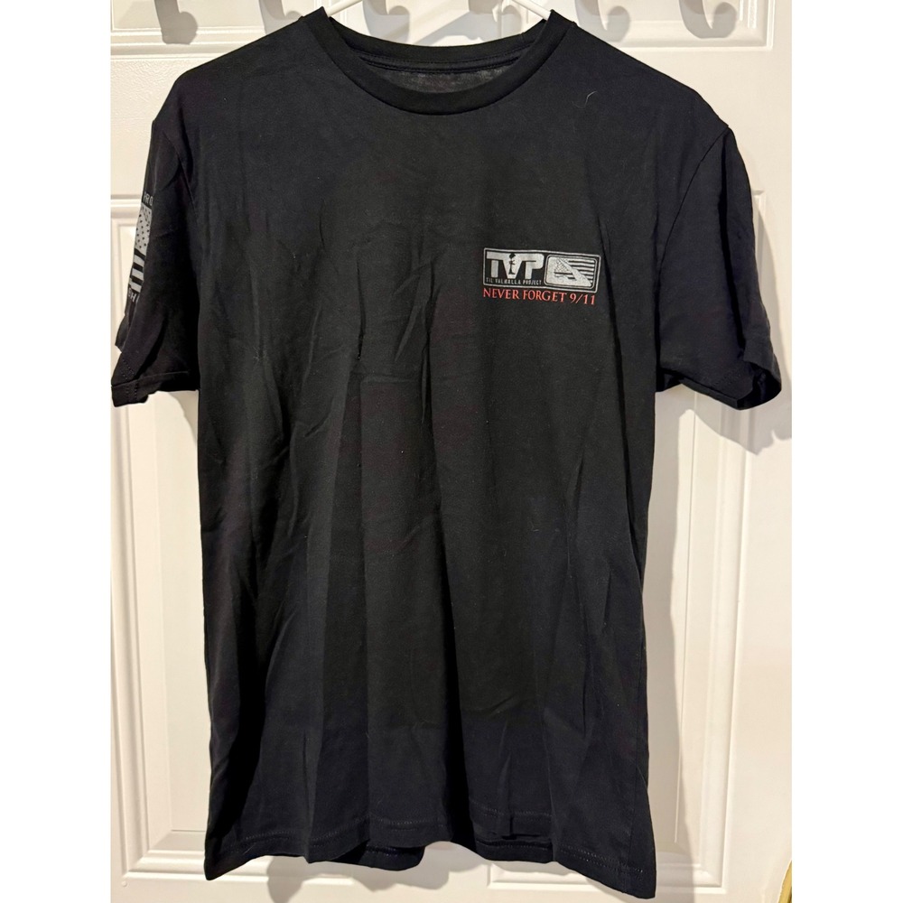 Til Valhalla Project T-Shirt Medium Excellent 9/11 Memorial Firefighter Black